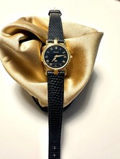 Vintage 1990s Gucci 3400L Women’s Watch Swiss Made 18k Gold-Plated Black Dial