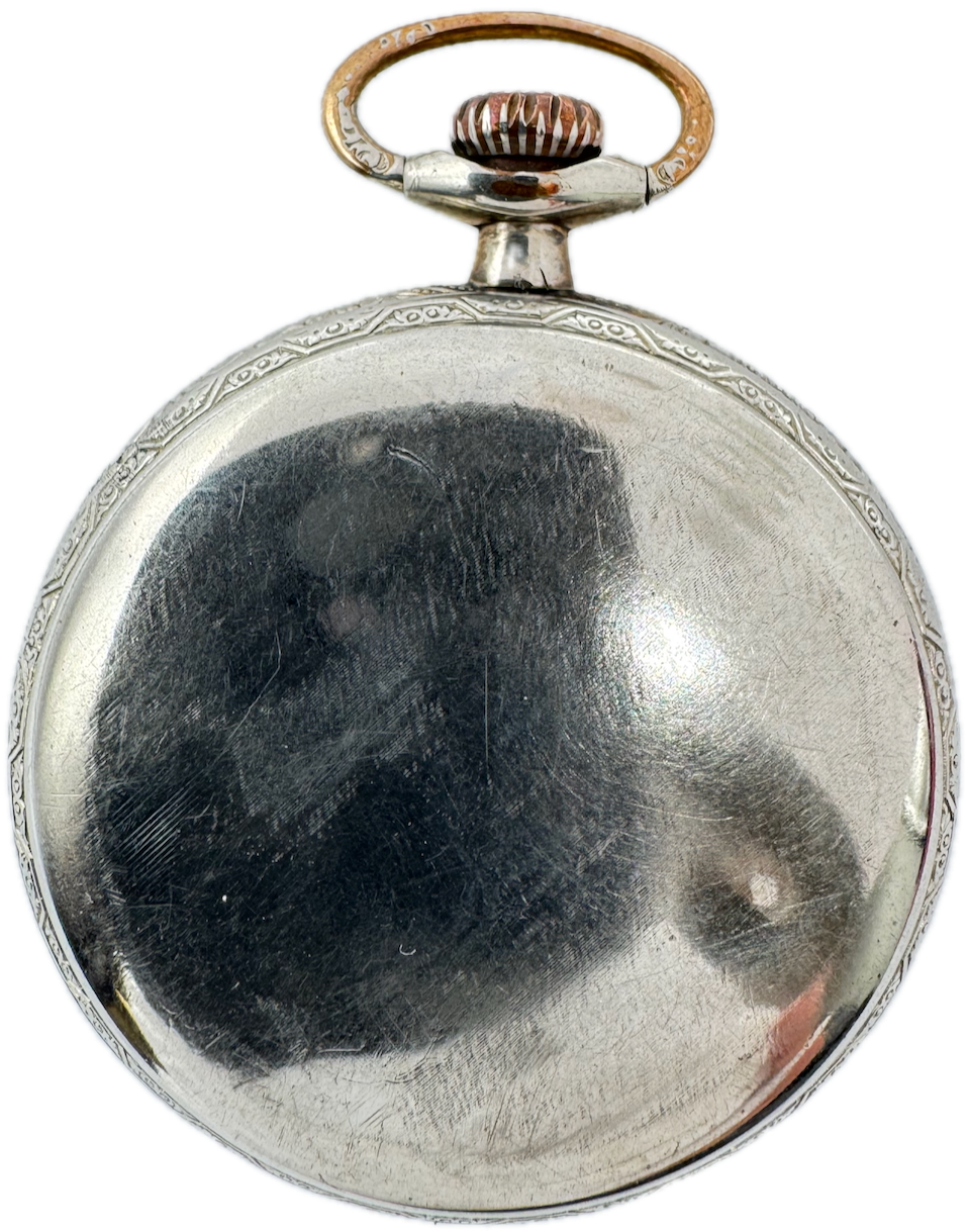 Antique 16 Size Nawco Pinstripe Pocket Watch Case White Gold Filled USA