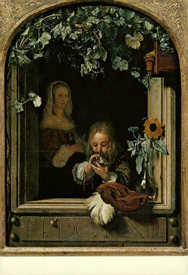 Frans van Mieris ''A Boy Blowing Bubbles'' Mauritshuis Art Postcard