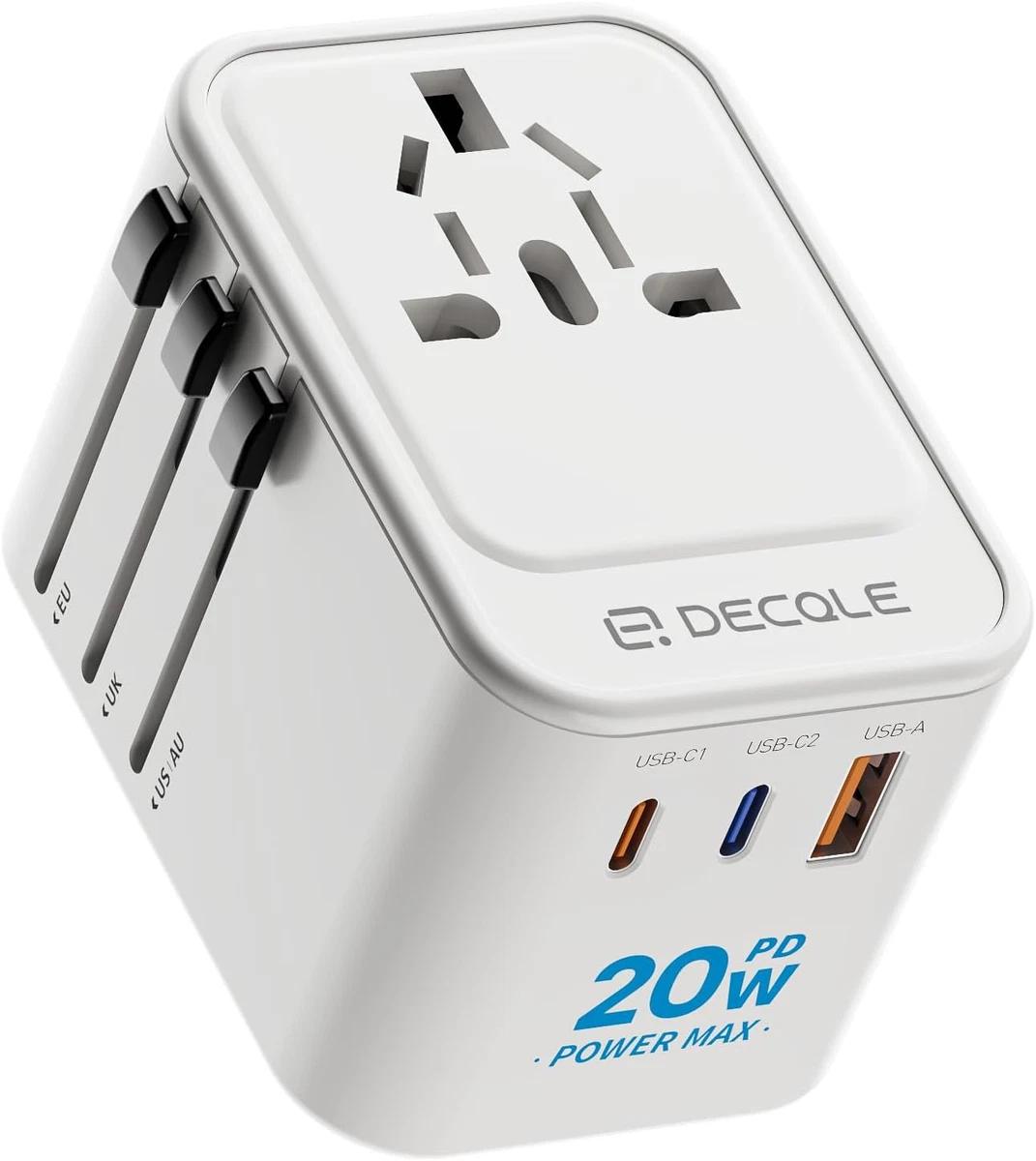 Adattatore Da Viaggio Universale Da Viaggio Con PD20 W, 2 USB, 1 Presa