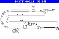 Seilzug Feststellbremse Hinten Rechts Ate 243727 19522 FÜR Toyota Handbremsseil