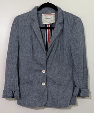 Cartonnier Anthropologie Linen Blend Blazer Cinched Back Coastal Cuffed-Womens 2