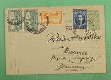 DR WHO 1922 BULGARIA PAIR UPRATED POSTAL CARD RUSTCHUK TO GERMANY R25383
