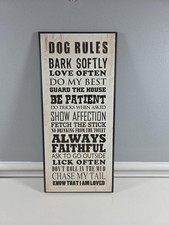 Dog Rules Home Decor Sign 8.5x18.5 Wall Hanging Wood Plaque Pet Lover