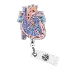 Cardiac Badge Holder Heart Retractable Reel ID Card Clip Anatomy Funny Nurse Nam