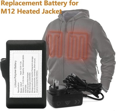 12V Heated Jacket Battery for Milwaukee 5000mah High Capacity Replacement Li-pol