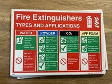 Pack of 8 Fire Extinguisher Types & Applications 330mm x 230mm Rigid