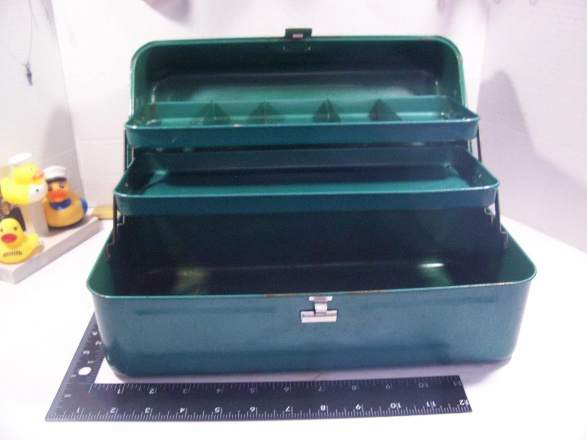Boîte De Pêche Vintage FT3 – Plastique Rigide Sans Marque – Olive Green – Occasion