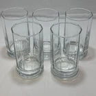 VTG Set 5 Anchor Hocking Essex Clear 10 Panel Footed Juice Glasses 6 oz 4 1/8”
