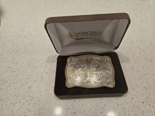 Montana Silversmiths Western Belt Buckle Silver Engraved Design