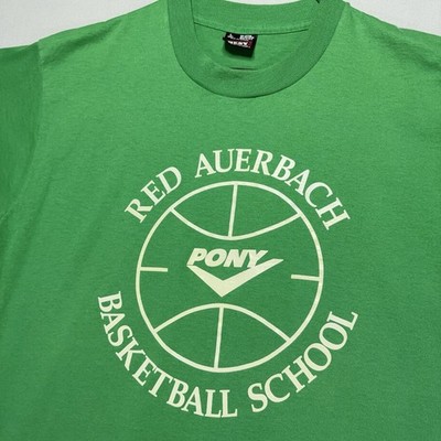 RARE VTG Pony Red Auerbach Basketball School Shirt - Green - CELTICS - MEDIUM