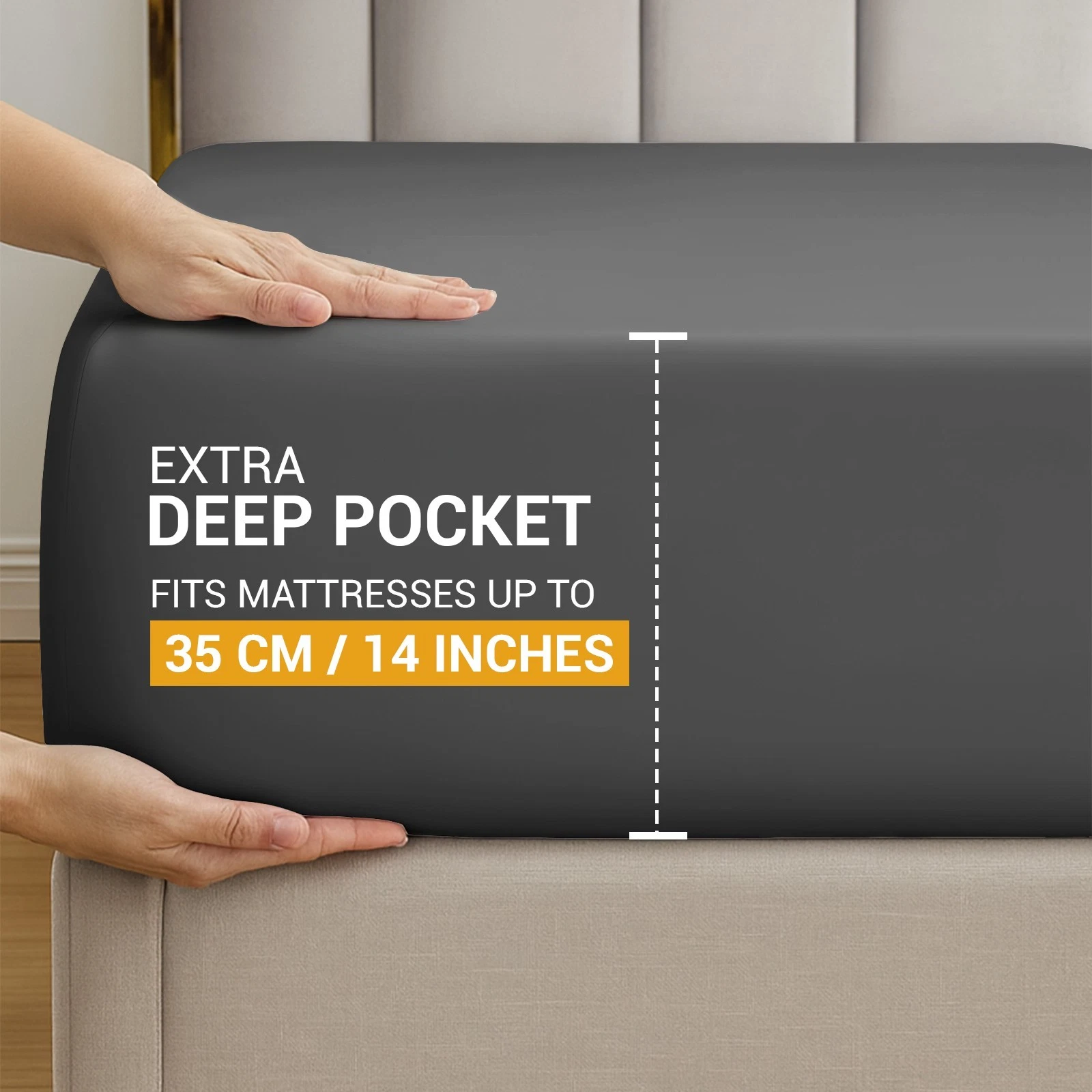 Charcoal - Dekoro fitted sheet - 35cm deep