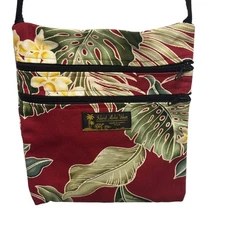 Island Aloha Wear Floral Crossbody Bag Triple Zipper Travel Purse