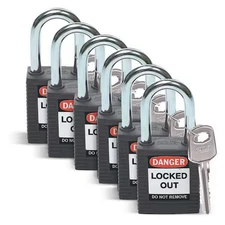 Brady 51353 Lockout Padlock, Keyed Different, Nylon, Standard Body Size, 1-3/4