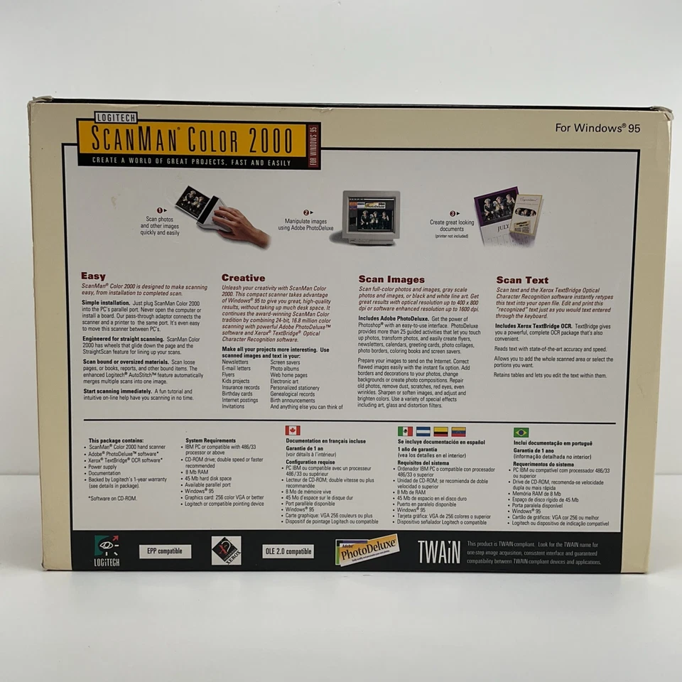 Logitech ScanMan Color 2000 Windows 95 Parallel Port Edition Vintage Scanner NOS - Image 2 of 4