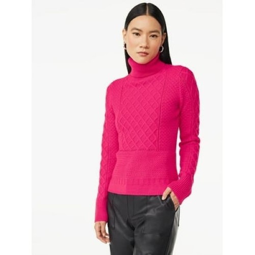 Scoop Women's Cable Knit Pullover Sweater with Long Sleeves Size Large - 第 1/1 張圖片