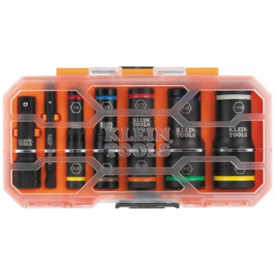 Klein Tools 65618 KNECT 10 Heavy Duty Flip Impact Socket Set SAE 8-Piece