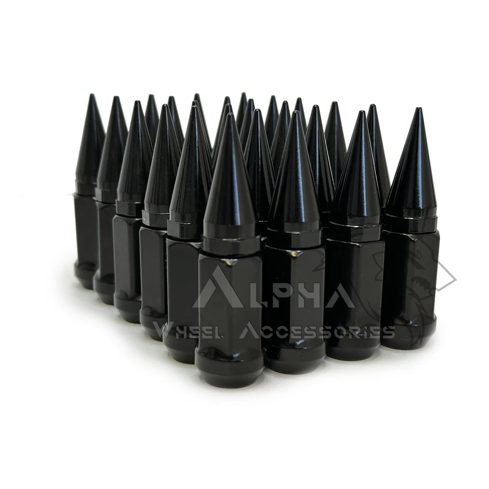 24 tuercas negras Spike Bulge Bellon 1/2-20 para Dodge Viper Dakota Durango Nitro Foto 2 de 4