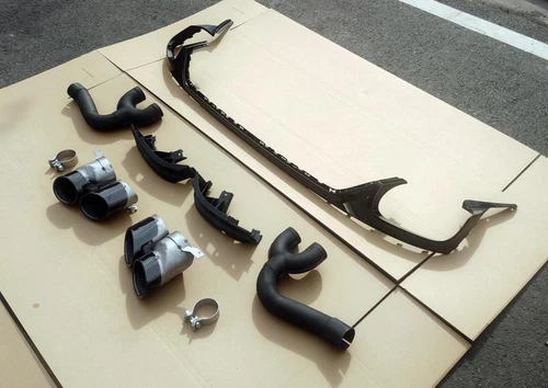 Fit for Audi Q8 SQ8 2019UP Black Rear Bumper Diffuser Lip W/Exhaust Trim Tips - Imagen 5 de 10