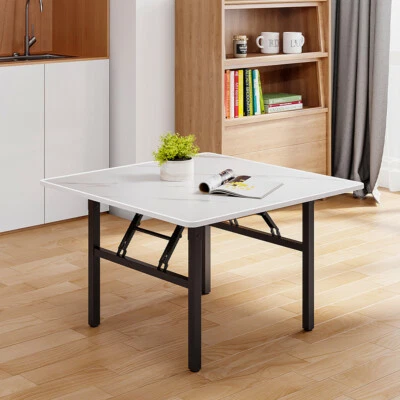 Space-Saving Small Marble Print Dining Table Breakfast Nook Sofa Desk Apartment