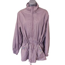 Blair 14-16 Jacket Pastel Embroidered Floral Nylon Zip Shell Windbreaker Vintage