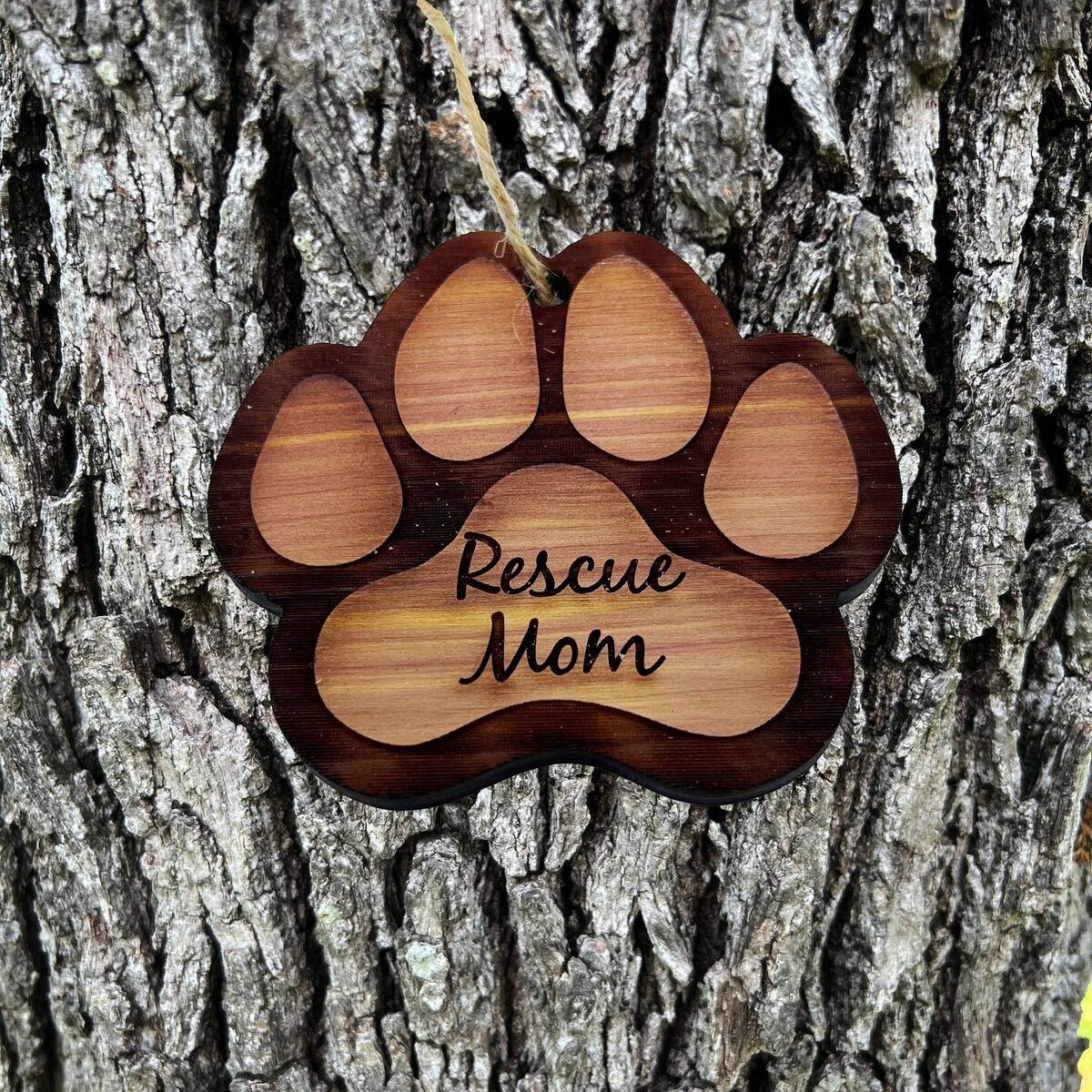 Rescue Mom - Cedar Ornament Rescue Mom - Cedar Ornament