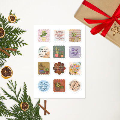 Plant Lover Mental Health Journal, Thoughtful Quotes Stickers for Therapists