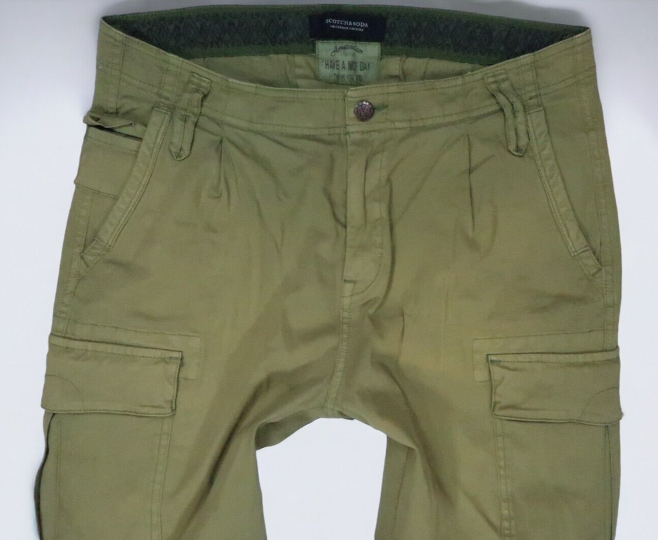 SCOTCH & SODA TAPERED PLEATED CARGO PANTS MENS 32 X 30 OFFICER MILITARY