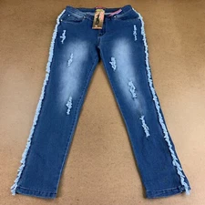 Glory Colombia Juniors Size 13 Blue Medium Wash Distressed Denim Jeggings NWT