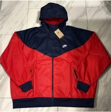 Nike Men  s Full Zip Windbreaker Jacket Red Navy Blue XXL New