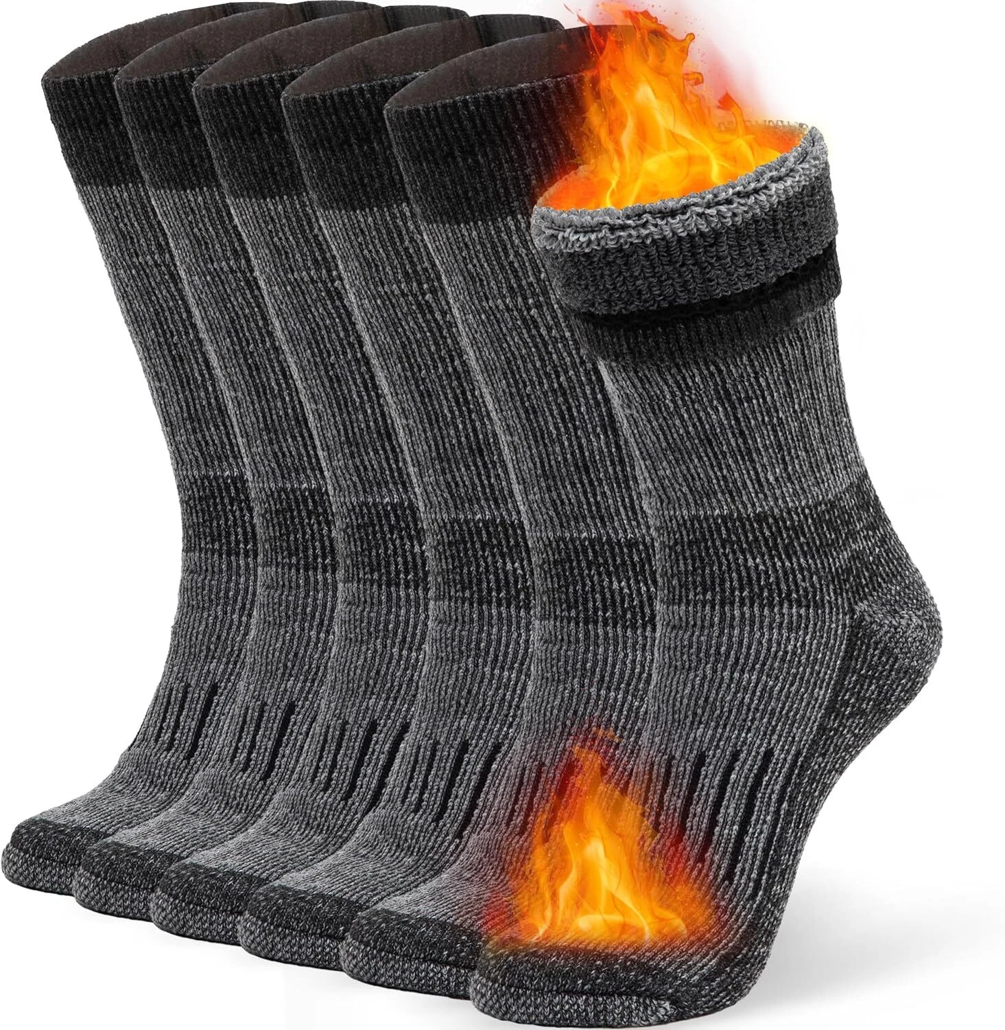 Alvada Warm Thermal Wool Socks for Winter X-Small-Small, A8-black (3 Pairs)