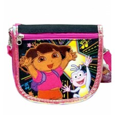 Dora the Explorer Star Black/Pink Girls String Purse/Cross Shoulder Bag/Wallet