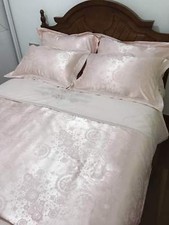 Luxury Floral Embroidery Jacquard Satin Damask Cotton Vintage Duvet Cover Set