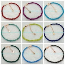 Natural 2x4mm Faceted Mixed Multi-color Rondelle Gemstone Beads Bracelet 7.5''