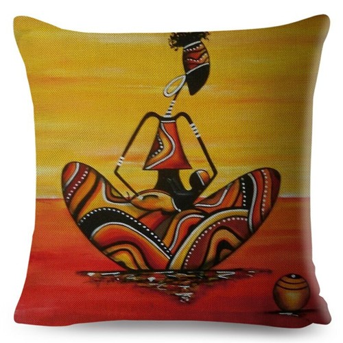 Orange Abstract Painting Africa life Collection African Woman Home Decor Pillow - Picture 9 of 38