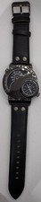 OULM Watch 9591 Dual Time Zone Dials Quartz Alloy Black Face and Band Mens