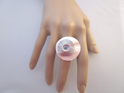 Cocktail Ring Fingerring Damenring Stretchring Silber Grau Blau Strass Alu Trend