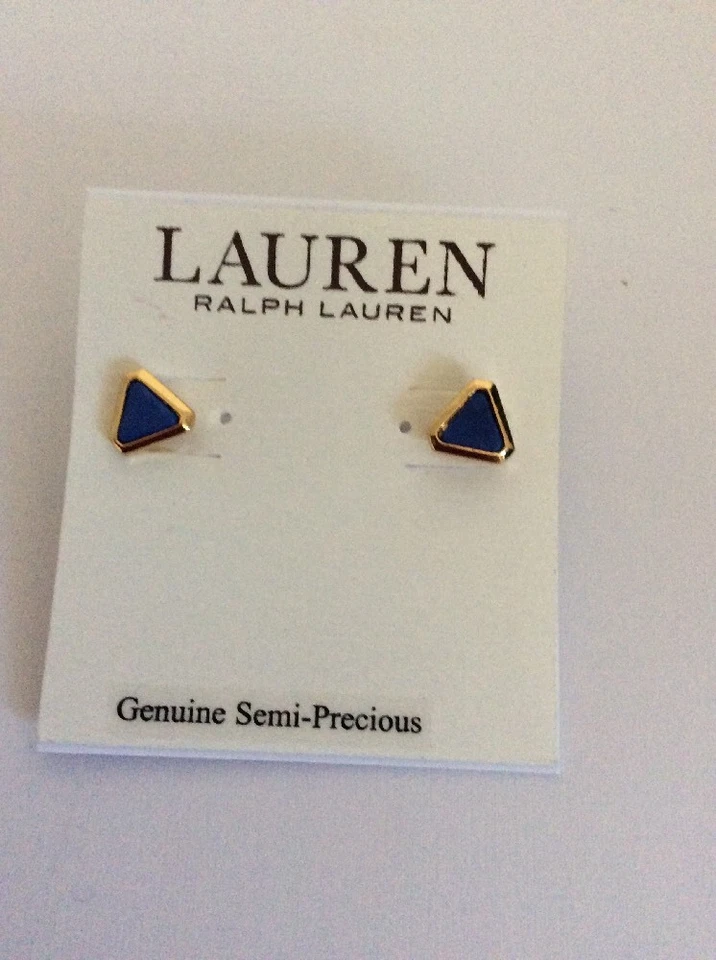$30 Ralph Lauren Pequeños Pendientes Triángulo Azul Real SemiPreciosos 86a Foto 3 de 4