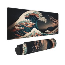 Japanese Waves in The Dark Gaming Mouse Pad XL, Large Non Slip Rubber Mousepa...
