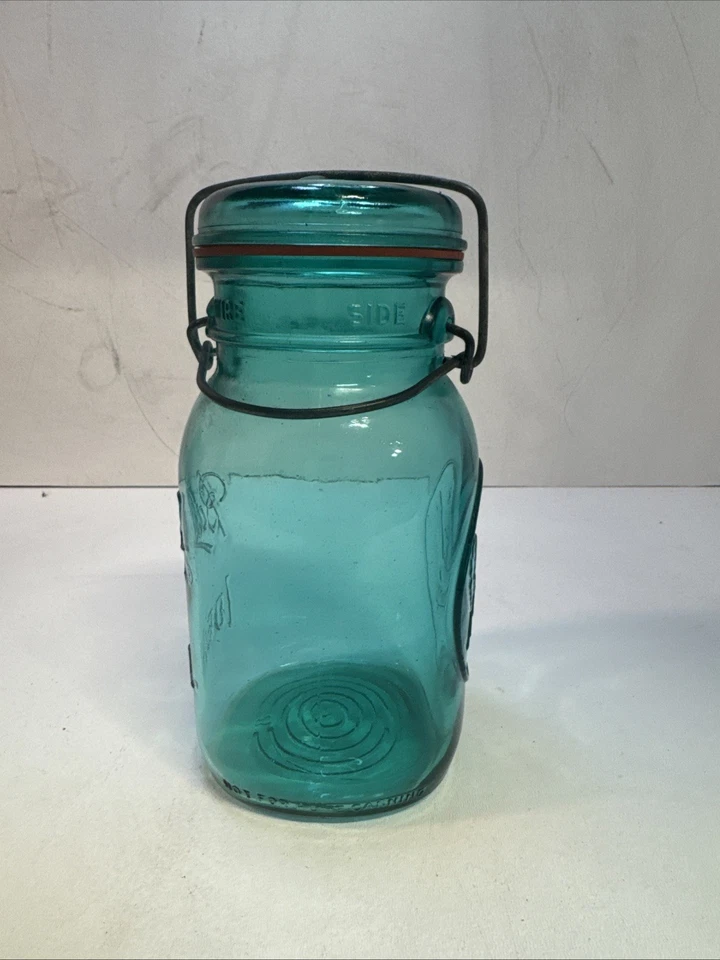 Tarro de conservas American Eagle Ball verde de 1 cuarto con cable de goma de vidrio Foto 4 de 4