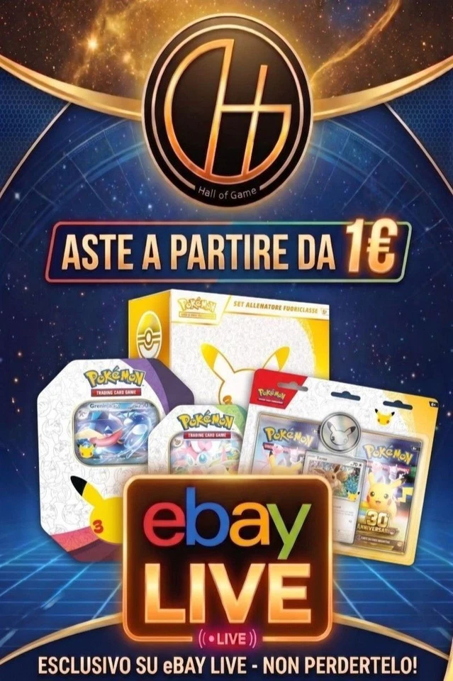 Aste live a partire da 1€ su carte Pokemon PRODOTTI 30TH IN COMPRA SUBITO
