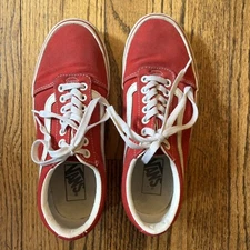 Vans OLD SKOOL Unisex Canvas Sneakers Red/White Men’s 7 Women’s 8.5 EUC