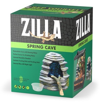 Zilla Spring Cave Water Source For Geckos Chameleons With Blue Led Light