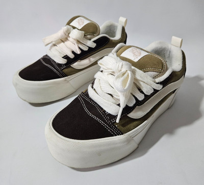 Vans Knu Stack olivgrün/dunkelbraune Damen Plateau Sneaker, UK 5, EU 38