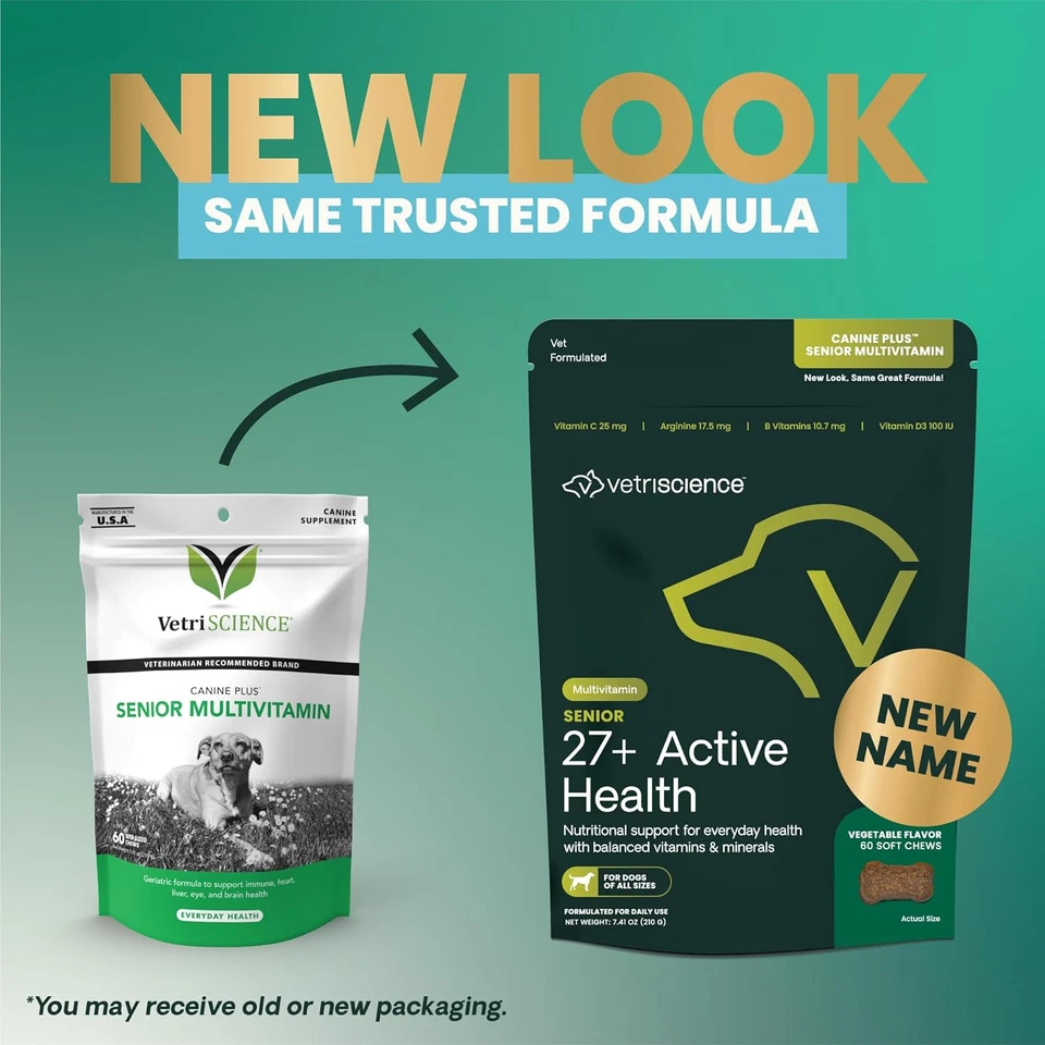 Masticables VetriScience Senior 27+ Active Health, Canine Plus 60 Foto 2 de 4