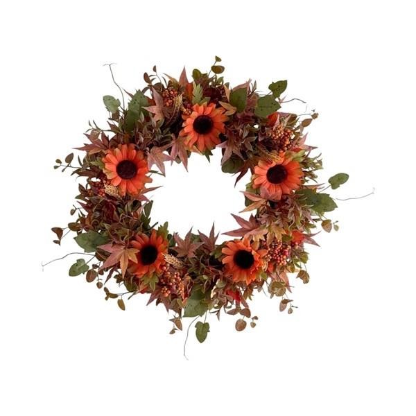 Autumn Gerbera Door Wreath Artificial Flowers Leaf Garland Centre Piece Decor