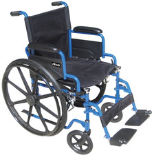 Blue Streak Wheelchair with Flip Back Desk Arms, Elevating Leg Rests, 18" Seat