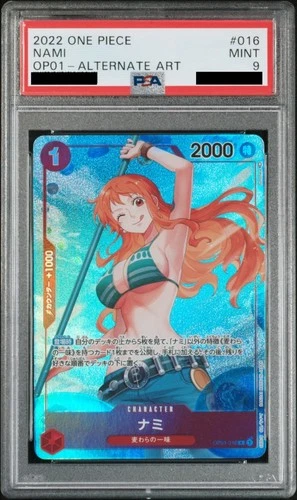 PSA 9 Nami One Piece Card Alt Art Romance Dawn OP01-016 WAVE 2 Errata Japanese