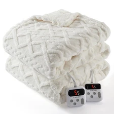 Electric Blanket Dual Control Sherpa Heated Blanket w/10 Heating Levels 90"×100"