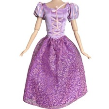 Disney Princess Rapunzel Classic Doll Dress Purple Satin Glittery Gown